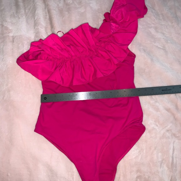 ZARA size XL hot pink one shoulder Ruffle Swimsuit brand new with tags - Picture 13 of 16
